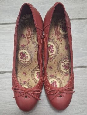 Seychelles Red Leather Wedge Heels with Bow